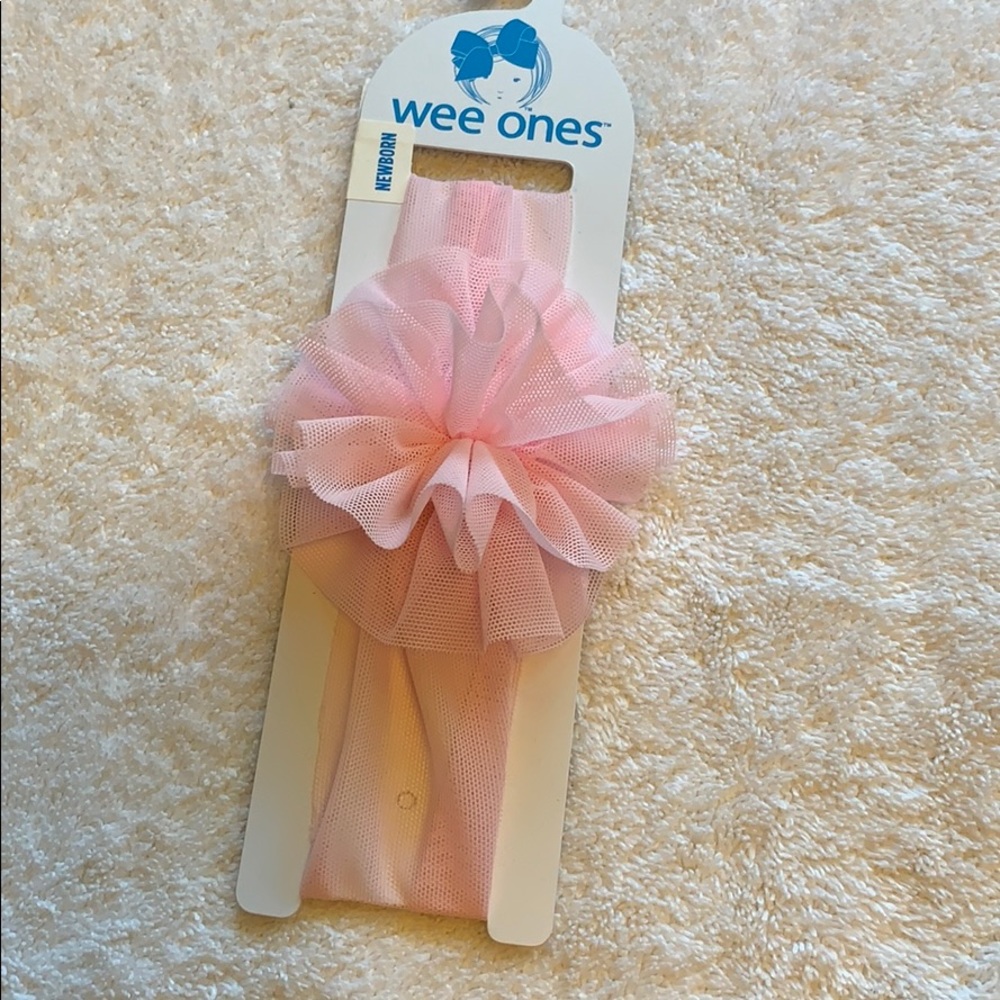 Wee ones infant headband, pink/tan
